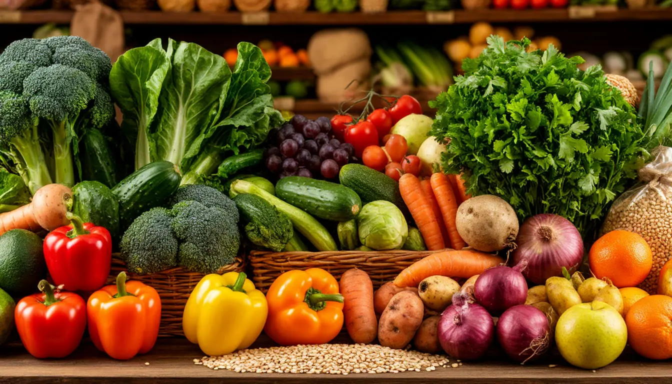 Organic groceries backdrop